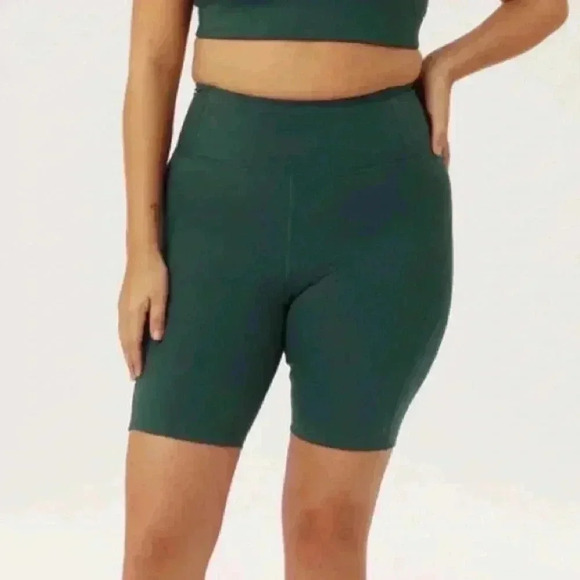 girlfriend collective Pants - GIRLFRIEND COLLECTIVE Women Large Moss High-Rise Bike Short Dark Green Athletic